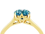 Yellow gold Oval Cut Blue Topaz Solitaire Ring with Flower Prong Setting and Classic Band_40
