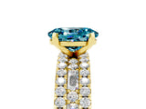 Yellow gold Oval Cut Blue Topaz Solitaire Ring with Pavé and Channel Set Band_5