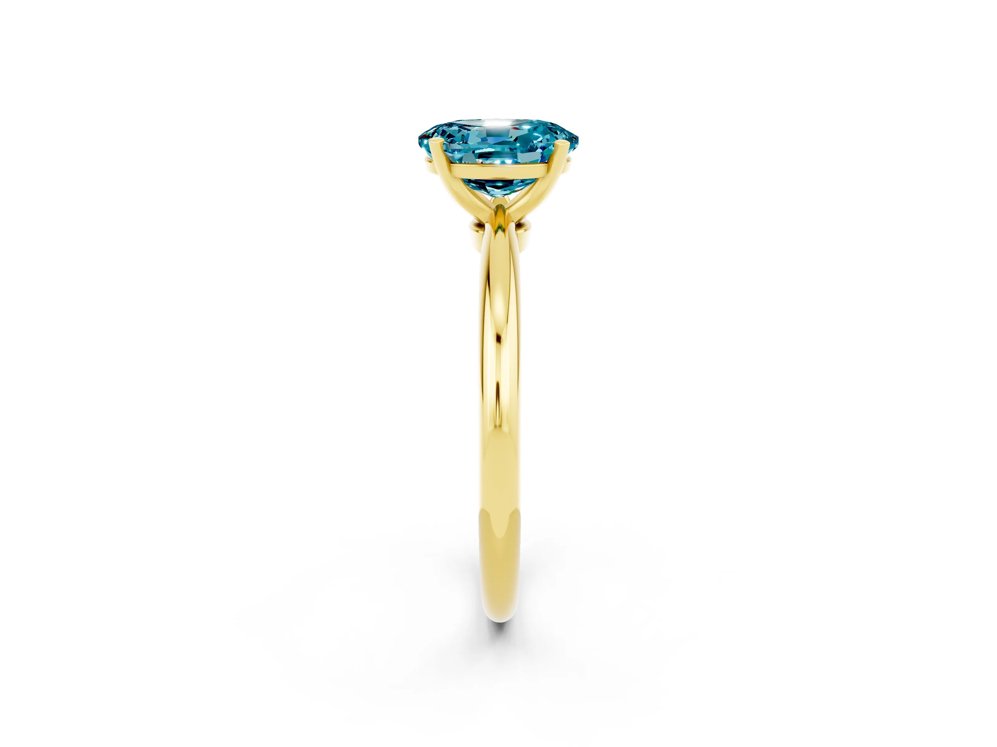 Yellow gold Oval Cut Blue Topaz Solitaire Ring with Six-Prong Setting and Classic Band_2