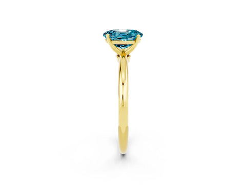 Yellow gold Oval Cut Blue Topaz Solitaire Ring with Six-Prong Setting and Classic Band_2