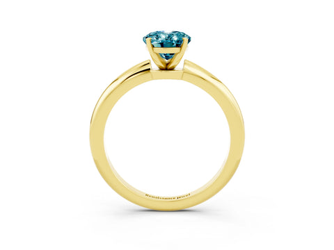 Yellow gold Oval Cut Blue Topaz Solitaire Ring with Six-Prong Setting and Classic Band_3