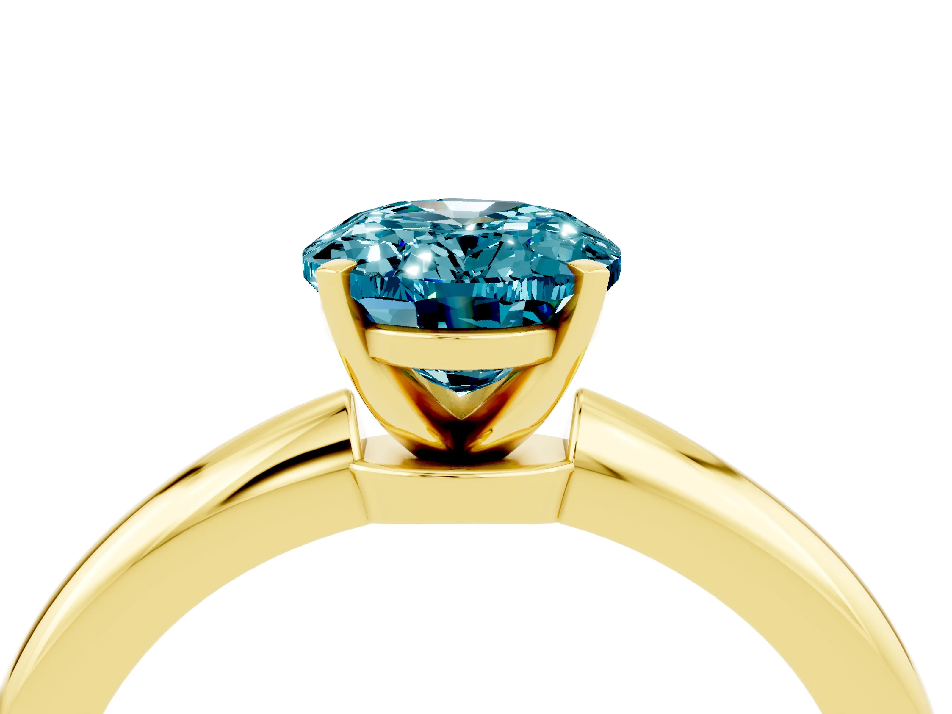 Yellow gold Oval Cut Blue Topaz Solitaire Ring with Six-Prong Setting and Classic Band_4