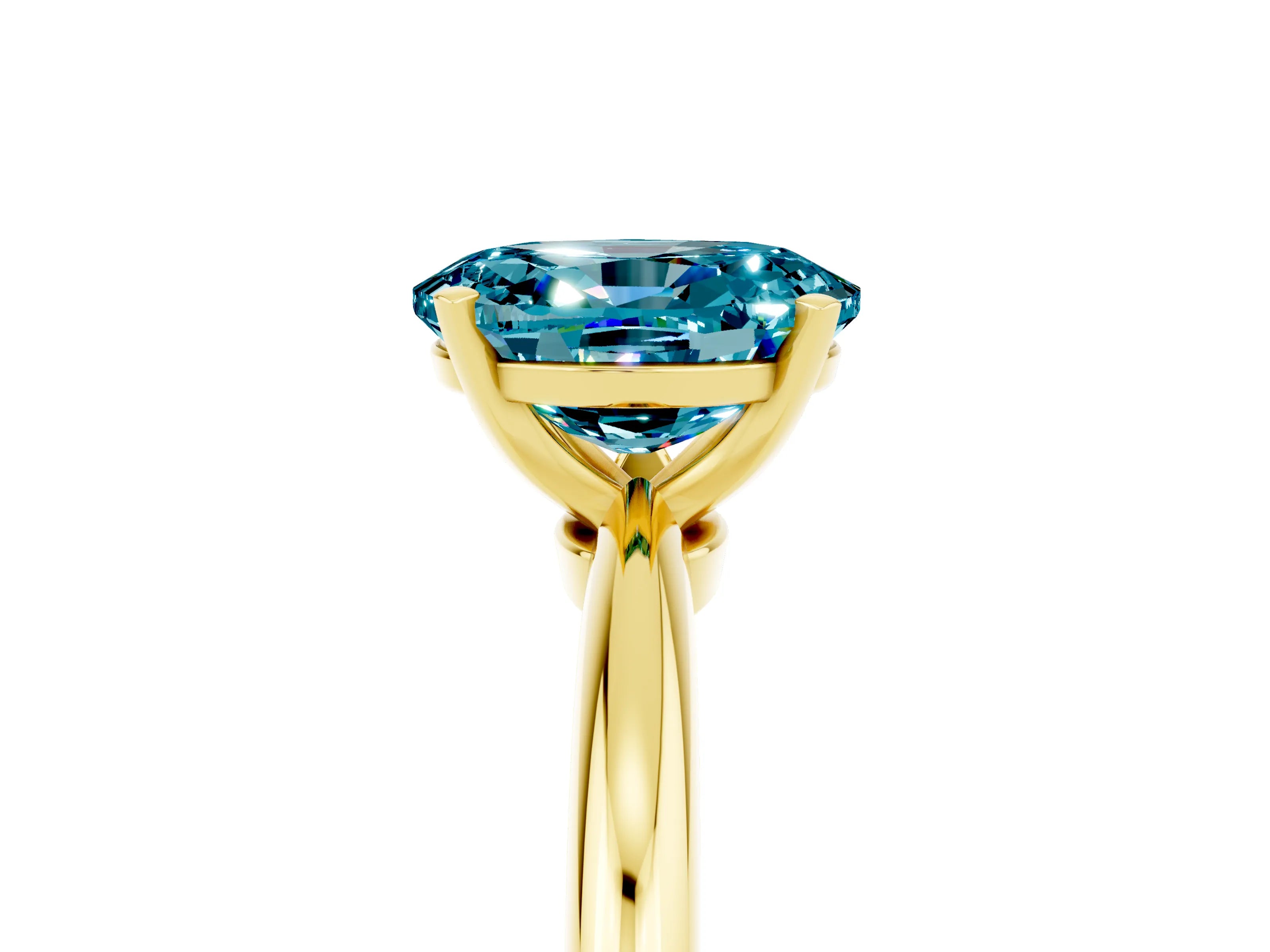 Yellow gold Oval Cut Blue Topaz Solitaire Ring with Six-Prong Setting and Classic Band_5