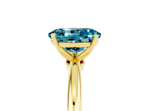 Yellow gold Oval Cut Blue Topaz Solitaire Ring with Six-Prong Setting and Classic Band_5