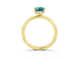 Yellow gold Oval Cut Blue Topaz Solitaire Ring with Thin Band and Four-Prong Setting_15