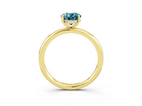 Yellow gold Oval Cut Blue Topaz Solitaire Ring with Thin Band and Four-Prong Setting_15