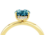 Yellow gold Oval Cut Blue Topaz Solitaire Ring with Thin Band and Four-Prong Setting_16
