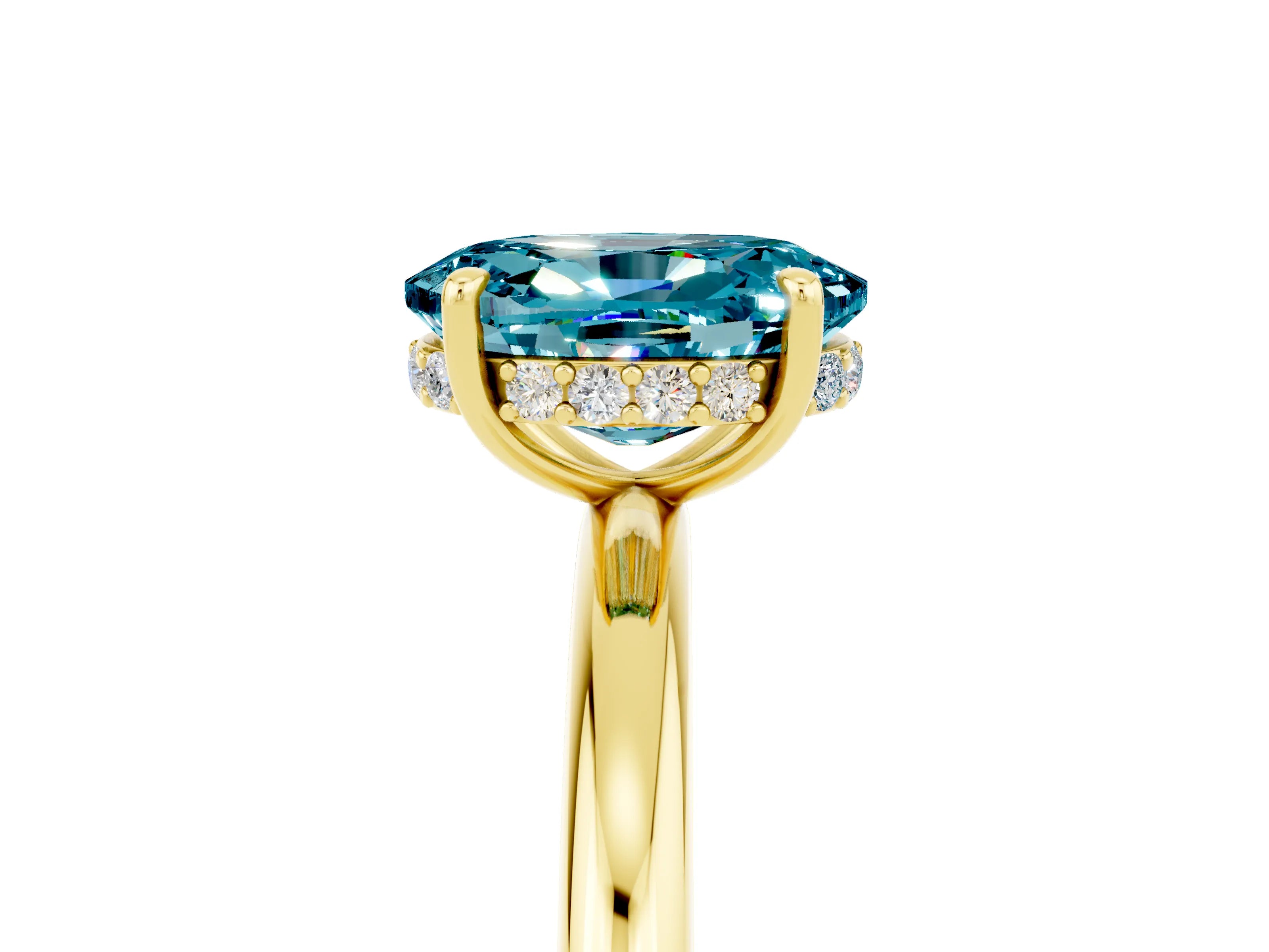 Yellow gold Oval Cut Blue Topaz Solitaire Ring with Thin Band and Four-Prong Setting_17
