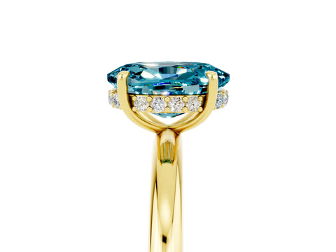 Yellow gold Oval Cut Blue Topaz Solitaire Ring with Thin Band and Four-Prong Setting_17