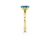 Yellow gold Oval Cut Blue Topaz Solitaire Ring with Thin Band and Prong Setting_14