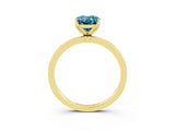Yellow gold Oval Cut Blue Topaz Solitaire Ring with Thin Band and Prong Setting_15