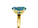 Yellow gold Oval Cut Blue Topaz Solitaire Ring with Thin Band and Prong Setting_17
