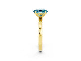 Yellow gold Oval Cut Blue Topaz Solitaire Ring with Thin Band and Prong Setting_26