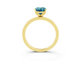 Yellow gold Oval Cut Blue Topaz Solitaire Ring with Thin Band and Prong Setting_27