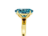 Yellow gold Oval Cut Blue Topaz Solitaire Ring with Thin Band and Prong Setting_29