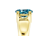 Yellow gold Oval Cut Blue Topaz Solitaire Ring with Wide Band and Prong Setting_5