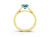Yellow gold Oval Cut Blue Topaz Solitaire Twist Band Prong Setting Ring_63