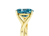 Yellow gold Oval Cut Blue Topaz Solitaire Twist Band Prong Setting Ring_65