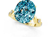 Yellow gold Oval Cut Blue Topaz Solitaire Twisted Band with Round  Accents and Prong Setting_13