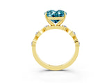 Yellow gold Oval Cut Blue Topaz Solitaire Twisted Band with Round  Accents and Prong Setting_15