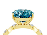 Yellow gold Oval Cut Blue Topaz Solitaire Twisted Band with Round  Accents and Prong Setting_16