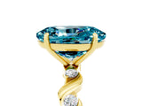 Yellow gold Oval Cut Blue Topaz Solitaire Twisted Band with Round  Accents and Prong Setting_17
