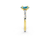 Yellow gold Oval Cut Blue Topaz Solitaire with Side Baguettes and Channel Set Band_2