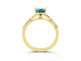 Yellow gold Oval Cut Blue Topaz Solitaire with Side Baguettes and Channel Set Band_3
