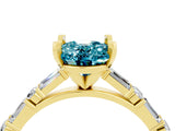 Yellow gold Oval Cut Blue Topaz Solitaire with Side Baguettes and Channel Set Band_4