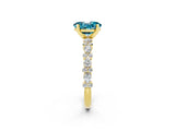 Yellow gold Oval Cut Blue Topaz Solitaire with Side Stones, Pave Band, Four-Prong Setting_26
