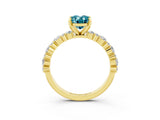 Yellow gold Oval Cut Blue Topaz Solitaire with Side Stones, Pave Band, Four-Prong Setting_27