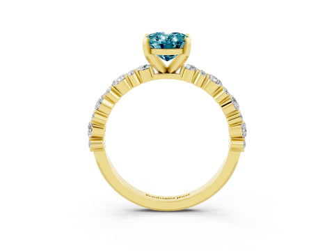 Yellow gold Oval Cut Blue Topaz Solitaire with Side Stones, Pave Band, Four-Prong Setting_27