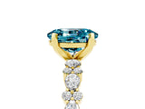 Yellow gold Oval Cut Blue Topaz Solitaire with Side Stones, Pave Band, Four-Prong Setting_29