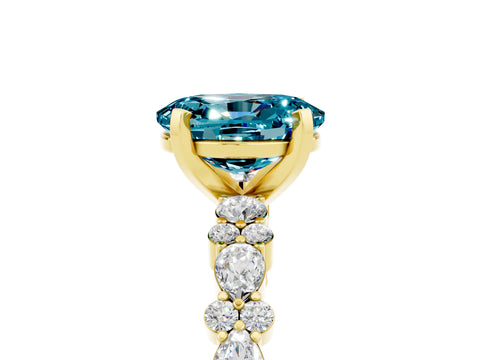 Yellow gold Oval Cut Blue Topaz Solitaire with Side Stones, Pave Band, Four-Prong Setting_29