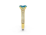 Yellow gold Oval Cut Blue Topaz Split Shank Engagement Ring with Pavé Band_2