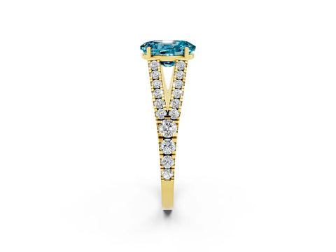 Yellow gold Oval Cut Blue Topaz Split Shank Pavé Engagement Ring with Four-Prong Setting_26