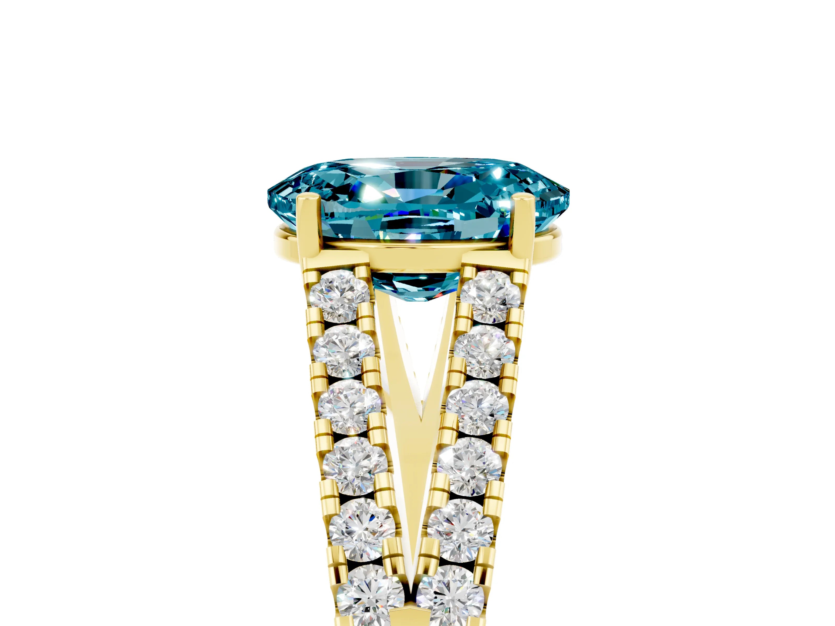 Yellow gold Oval Cut Blue Topaz Split Shank Pavé Engagement Ring with Four-Prong Setting_29