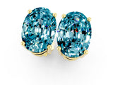 Yellow gold Oval Cut Blue Topaz Stud Earrings_25