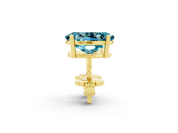 Yellow gold Oval Cut Blue Topaz Stud Earrings
