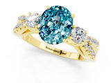 Yellow gold Oval Cut Blue Topaz Three-Stone Ring with Pavé Split Shank and Four-Prong Setting_13