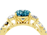 Yellow gold Oval Cut Blue Topaz Three-Stone Ring with Pavé Split Shank and Four-Prong Setting_16