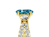 Yellow gold Oval Cut Blue Topaz Three-Stone Ring with Pavé Split Shank and Four-Prong Setting_17