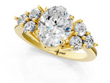 Yellow gold Oval Cut Brilliant Diamond Cluster Accent Solitaire Ring with Prong Setting_16