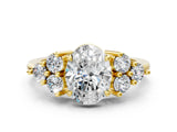 Yellow gold Oval Cut Brilliant Diamond Cluster Accent Solitaire Ring with Prong Setting_3