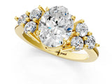 Yellow gold Oval Cut Brilliant Diamond Cluster Accent Solitaire Ring with Prong Setting_4