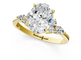 Yellow gold Oval Cut Brilliant Diamond Solitaire Ring with Pear Side Stones and Four-Prong Setting_4