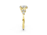 Yellow gold Oval Cut Brilliant Diamond Solitaire Ring with Pear Side Stones and Four-Prong Setting_5