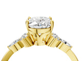 Yellow gold Oval Cut Brilliant Diamond Solitaire Ring with Pear Side Stones and Four-Prong Setting_7