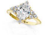 Yellow gold Oval Cut Brilliant Diamond with Cluster Setting on a Beaded Band and Four-Prong Setting_16
