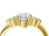 Yellow gold Oval Cut Brilliant Diamond with Cluster Setting on a Beaded Band and Four-Prong Setting_7